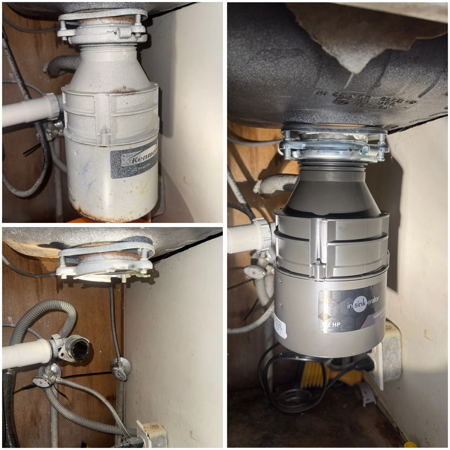 Garbage disposal replacement before and after